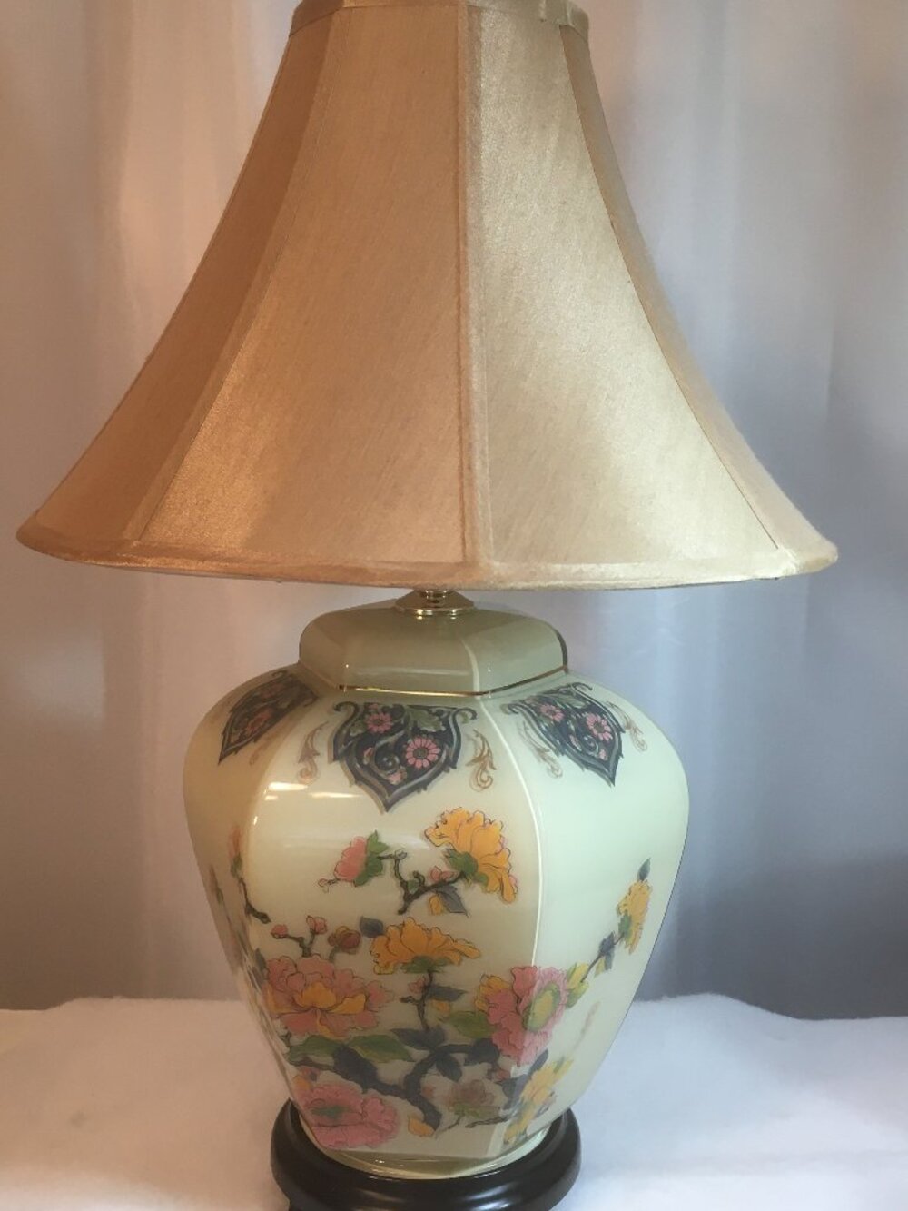 Ceramic Lamp with Gold Shade